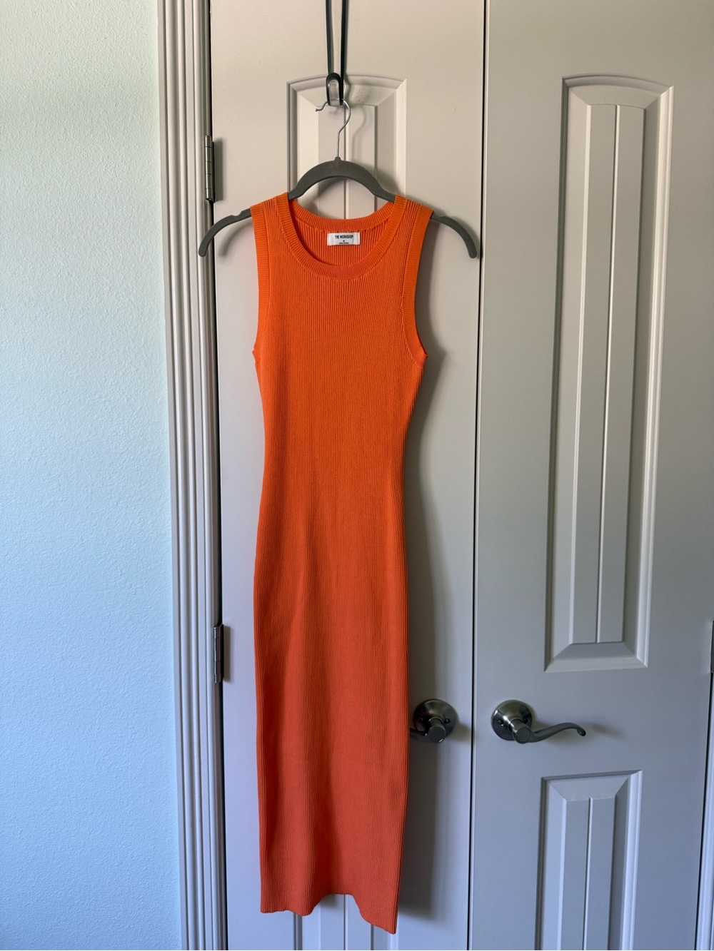 Sleeveless Orange Ribbed Maxi Dress